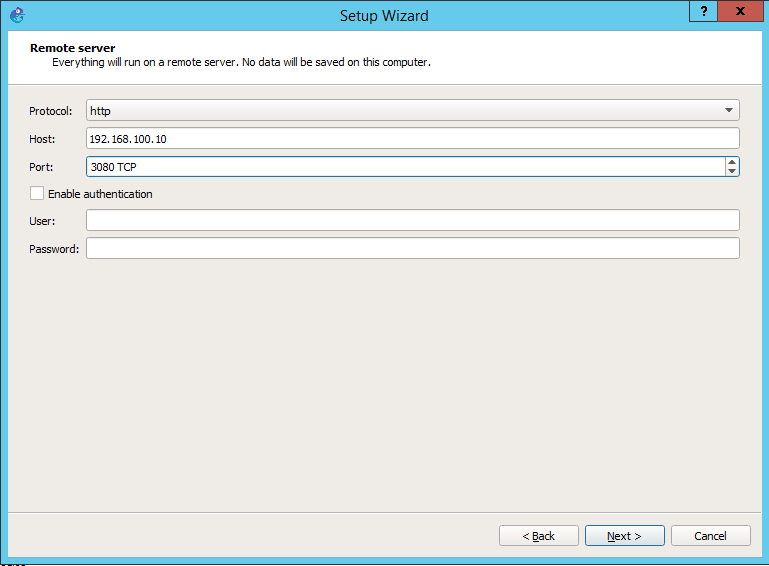 Remote server settings